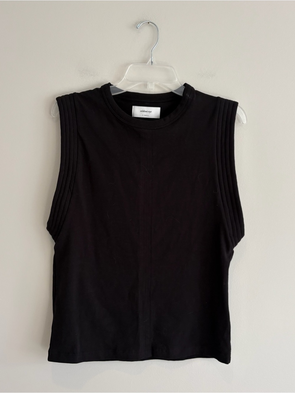 Soldout.nyc Sleeveless Rib-Trim Black Muscle Tank Top Blouse Size XS